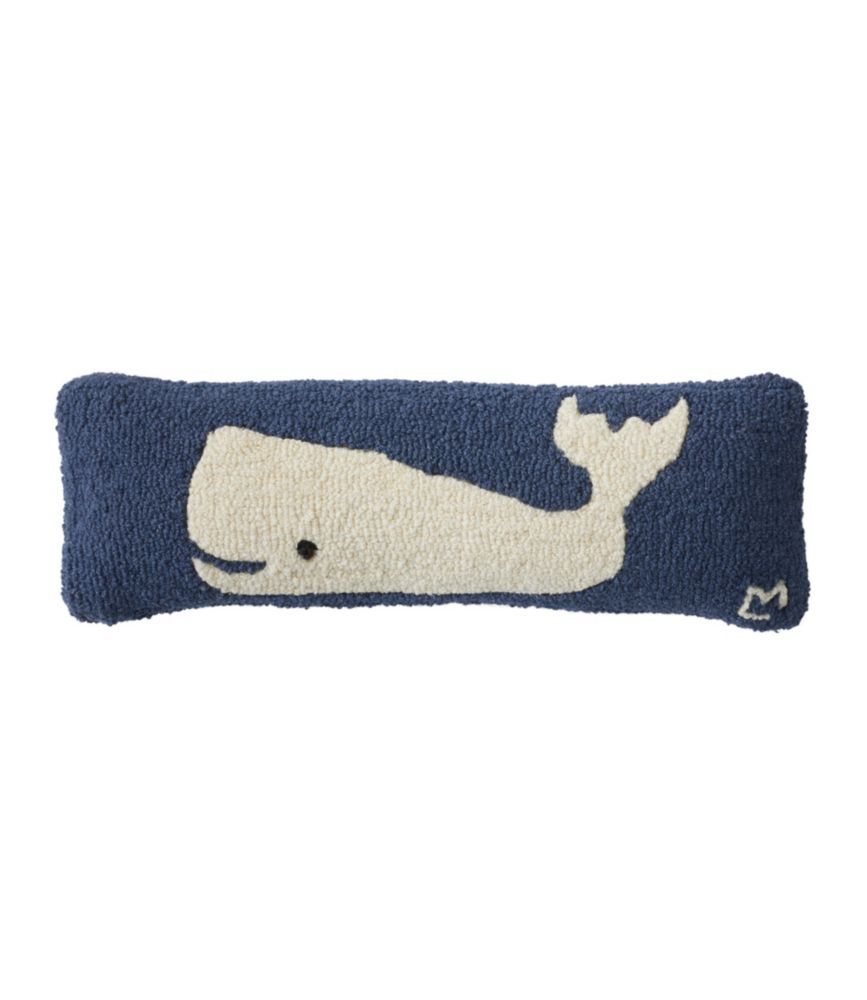 Wool Hooked Throw Pillow, Whale, 8" x 24" | L.L. Bean