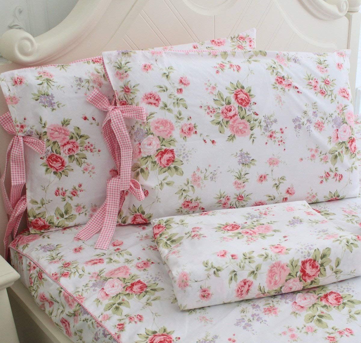 FADFAY Cotton Bed Sheets Set Rose Floral Bed Sheets 4-Piece Queen Size | Amazon (US)