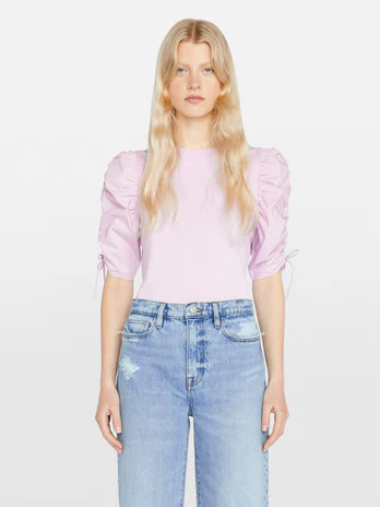 Ruched Tie Sleeve Tee -- Lilac | Frame Denim