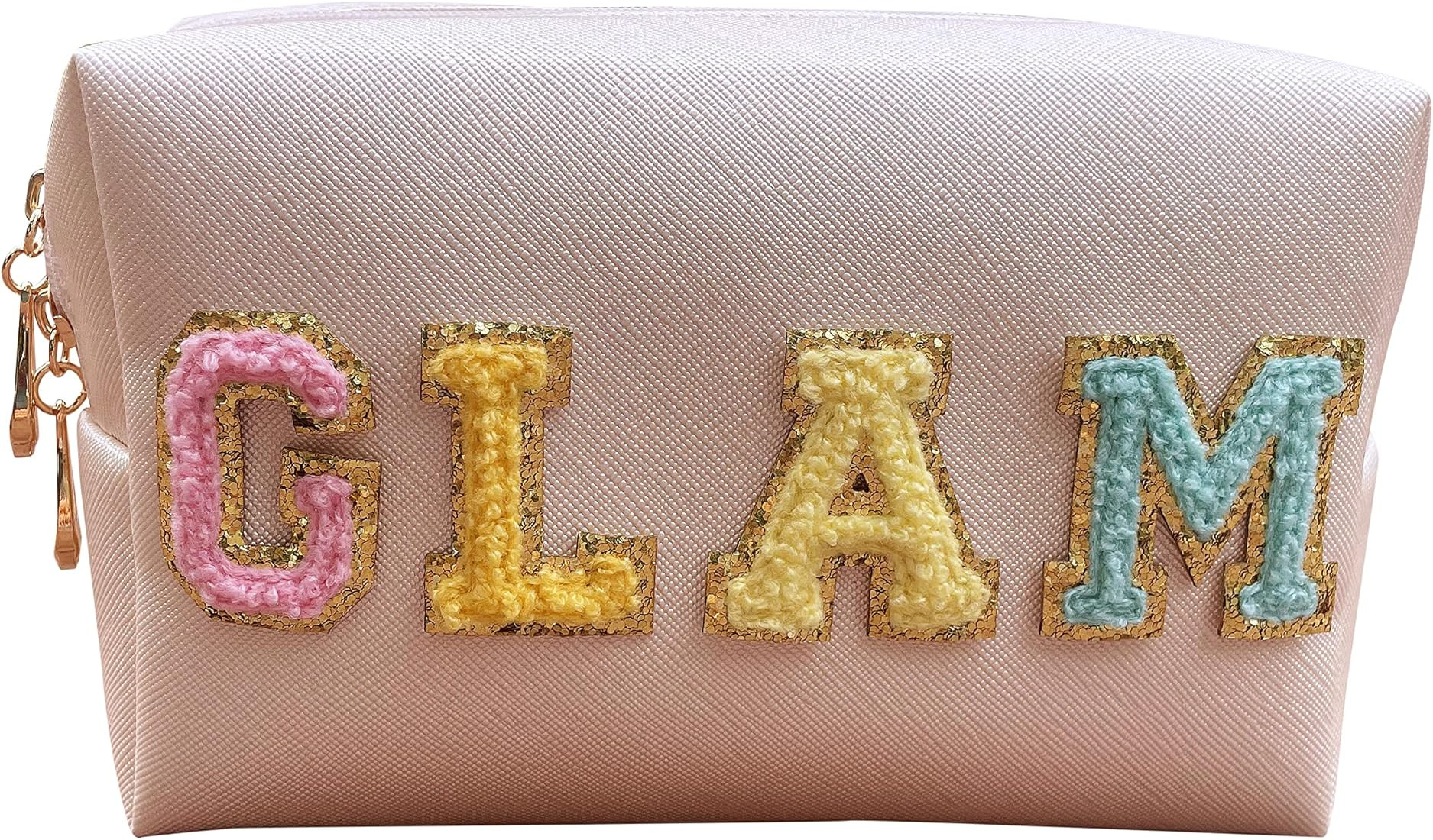 Amazon.com: Preppy Stuff Chenille Letter Pouch Cute Patch Clear Makeup Bags PU Leather Waterproof... | Amazon (US)
