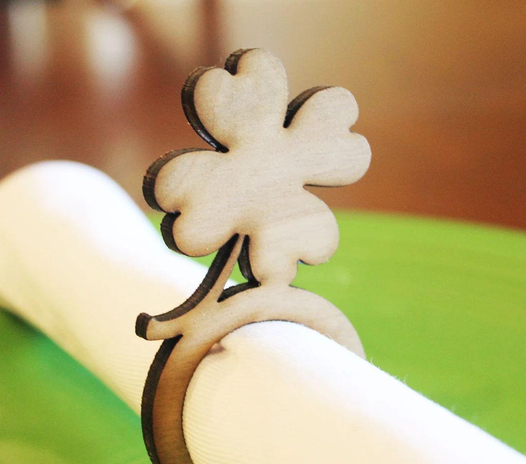 Shamrock Wood Napkin Rings, St. Patricks's Day, Laser Cut Set of 4, 6, 8, 12 - Etsy | Etsy (US)