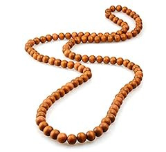 COLORFUL BLING 8MM Natural Wood Bead Necklace Africa Wooden Chain Statement Unisex Chunky Strand ... | Amazon (US)