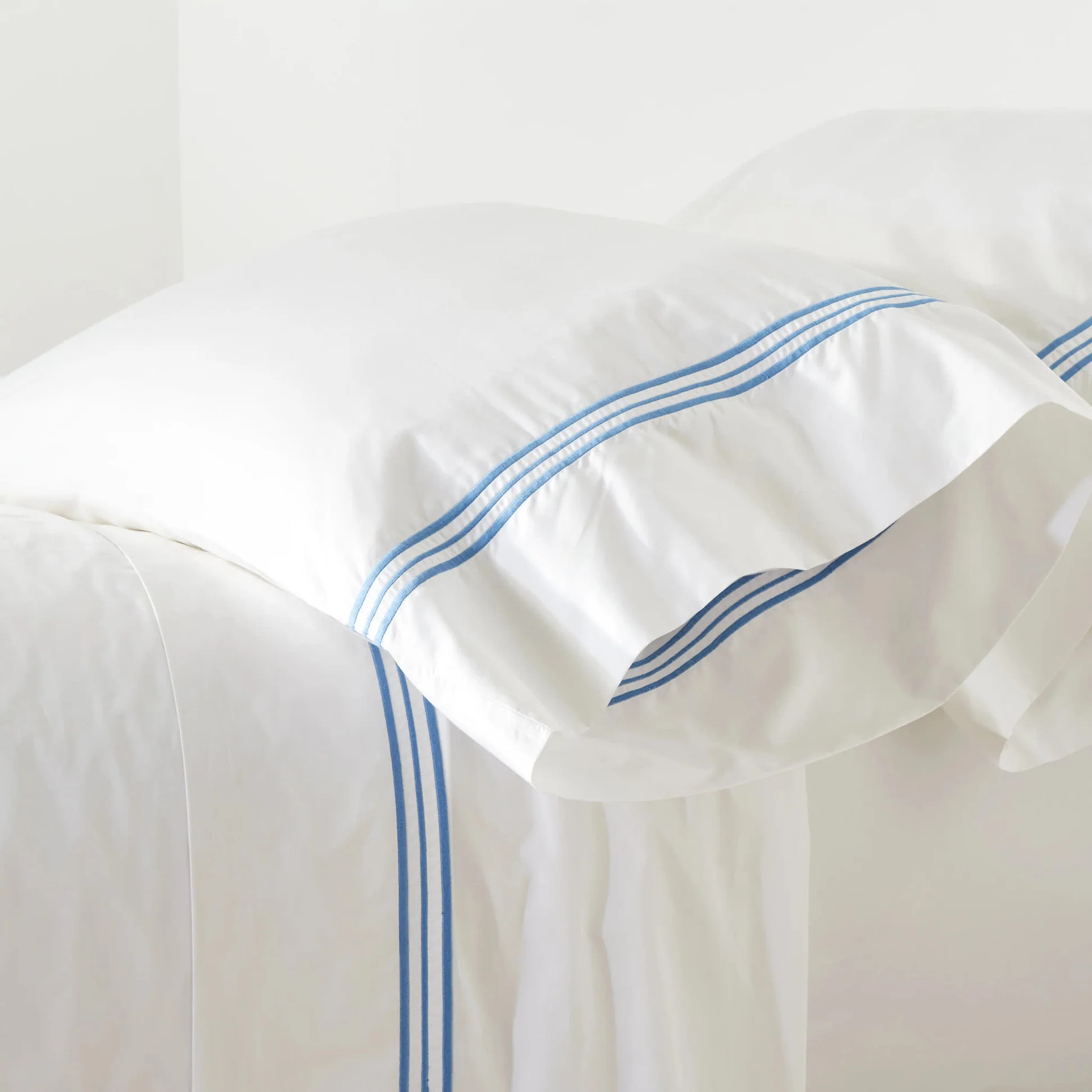 Trio French Blue Flat Sheet | Annie Selke