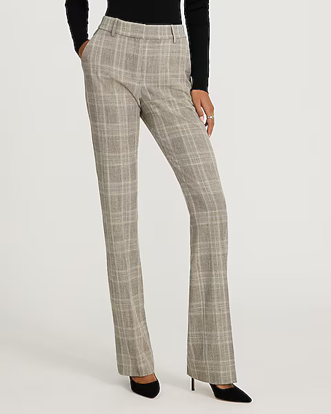 Editor Plaid Mid Rise Bootcut Pant | Express