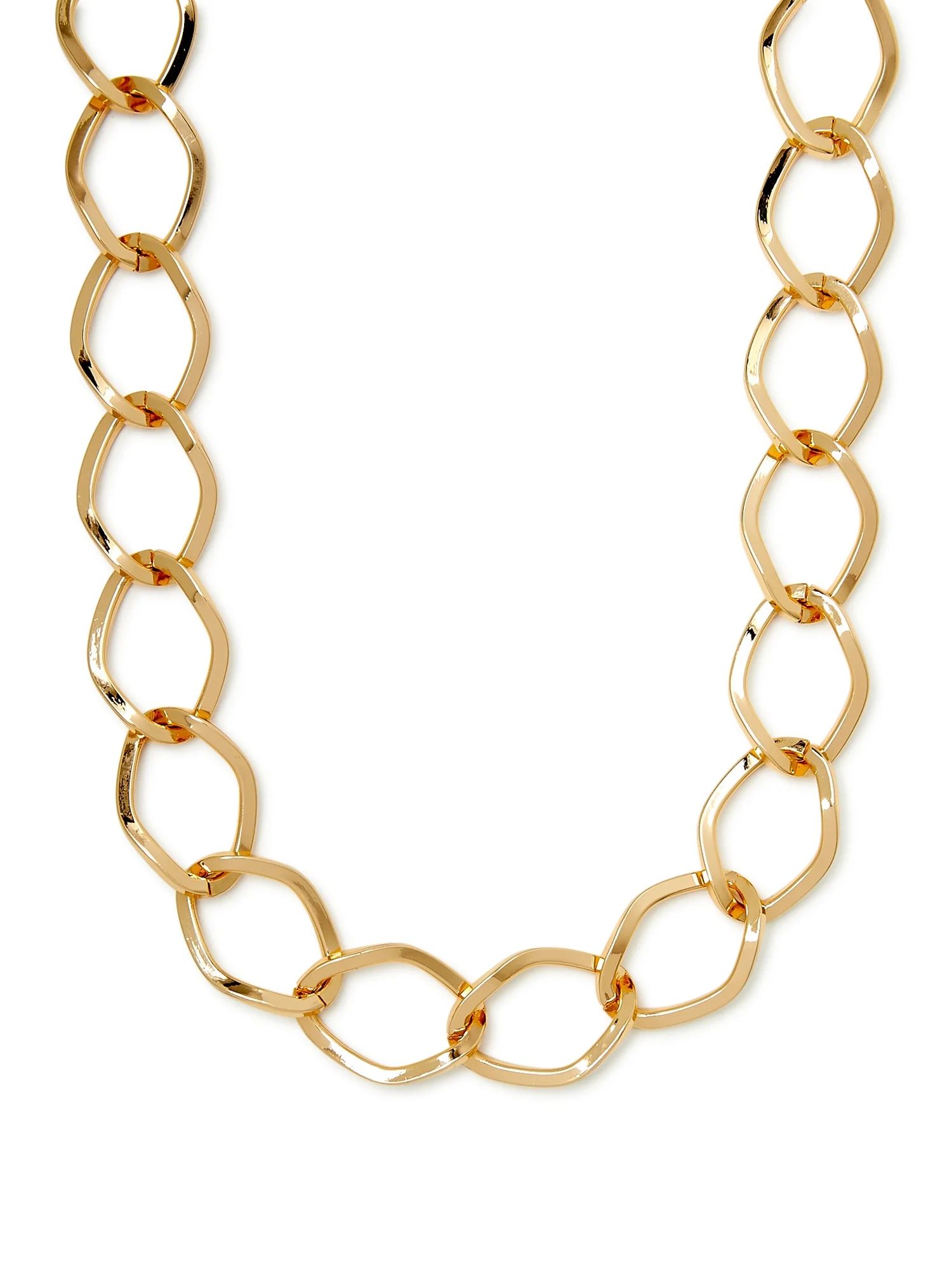 Scoop Women’s 14K Gold Flash-Plated Organic Link Necklace, 18” + 2 Extender - Walmart.com | Walmart (US)
