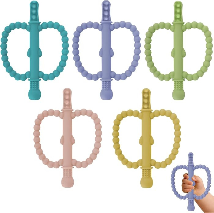 Hollow Teether Tube Apple Shape Baby Teething Toy for Babies 0-36M | Amazon (US)