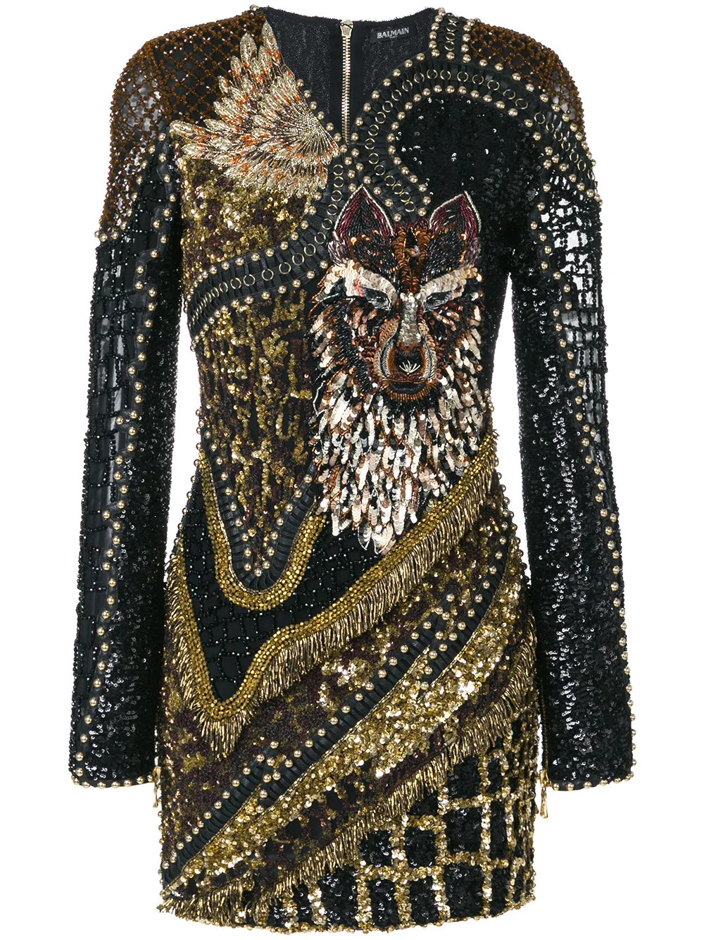 Balmain Wolf embellsihed dress - Black | Farfetch Global