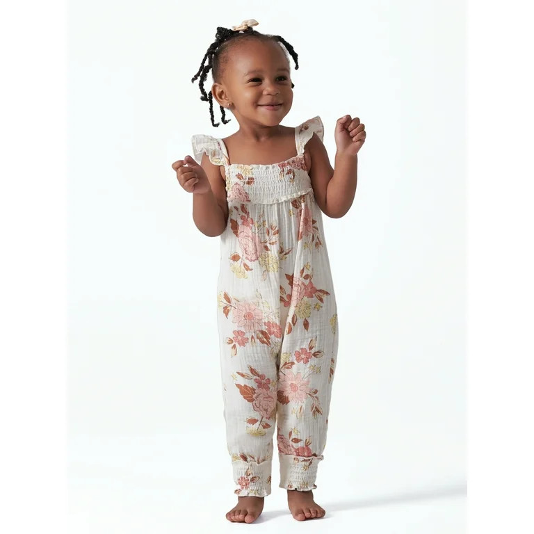 Modern Moments by Gerber Baby Girl Flutter Sleeve Gauze Romper, Sizes 0/3M-24M | Walmart (US)