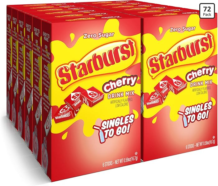 Singles To Go! Starburst Water Drink Mix, Cherry, 72 Packets | Amazon (US)
