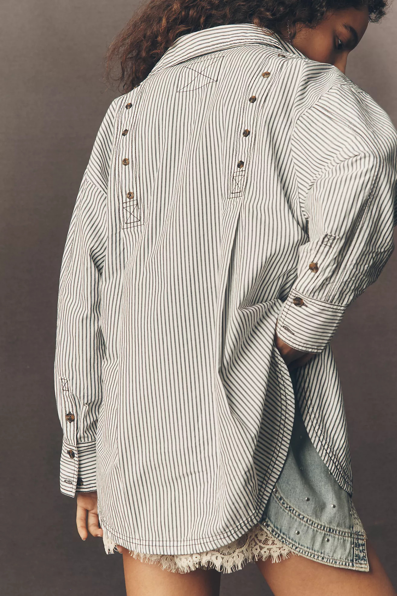 Pilcro Long-Sleeve Reworked Buttondown Top | Anthropologie (US)