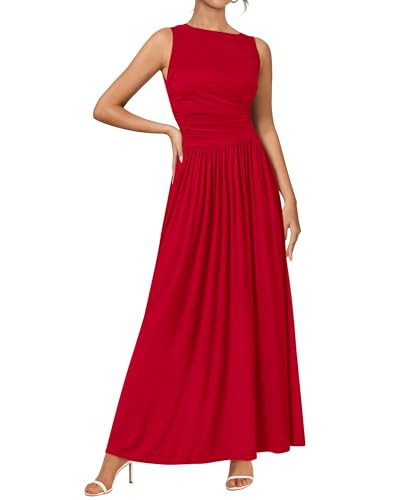 BTFBM Summer Maxi Dresses for Women 2026 Spring Sleeveless Casual Ruched High Waisted Long Sundre... | Amazon (US)