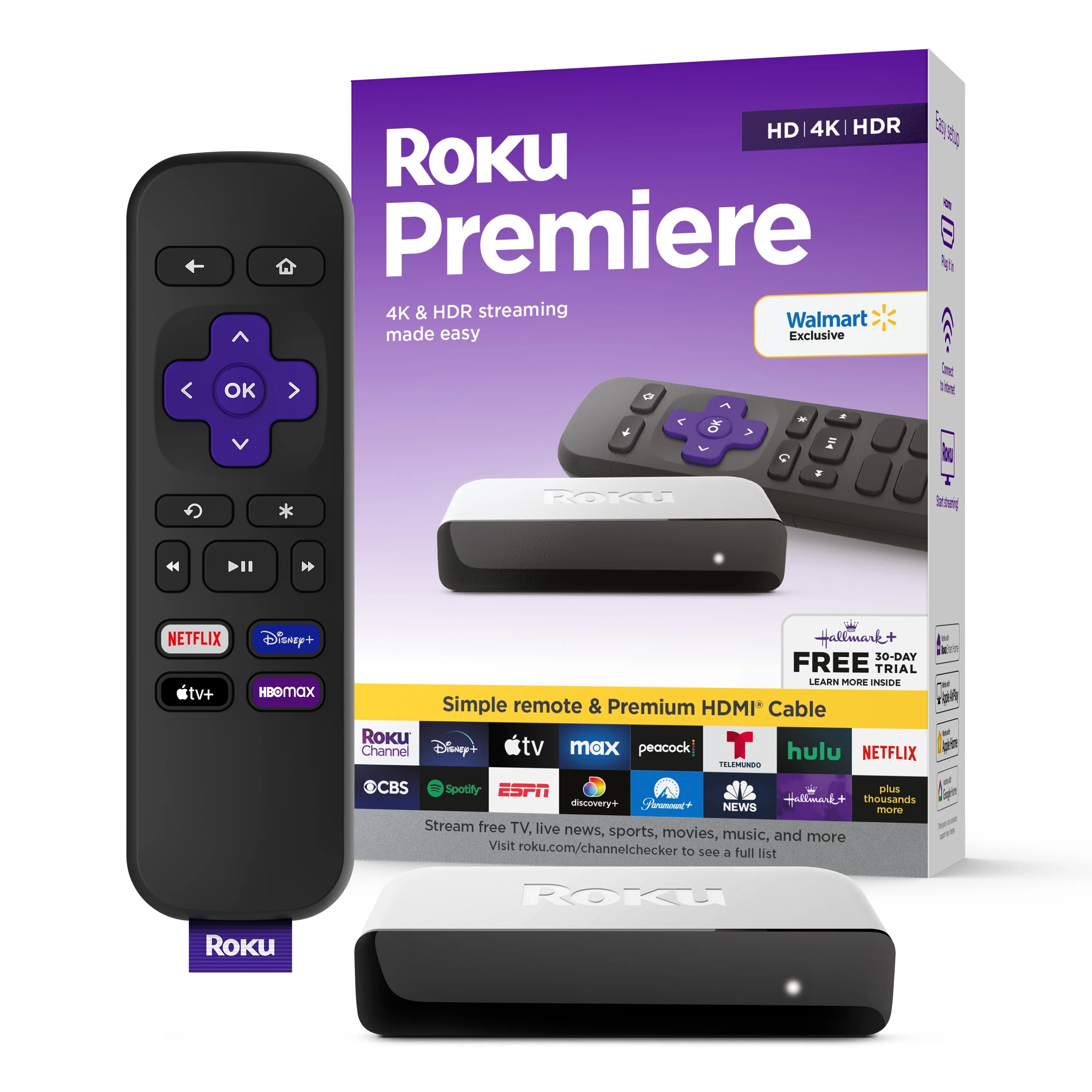 Roku Premiere | 4K/HDR Streaming Media Player Wi-Fi® Enabled with Premium High Speed HDMI® Cabl... | Walmart (US)