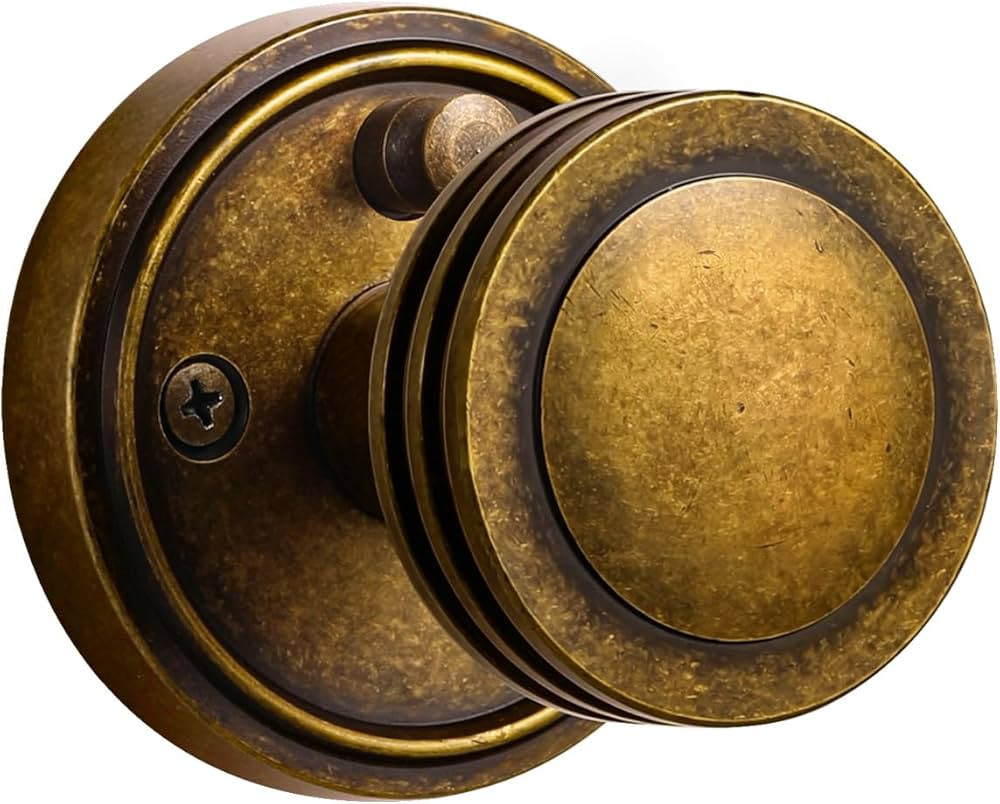 1 Pack Antique Brass Bronze Door Knob Interior Privacy Door Knobs with Lock Door Handle Bedroom a... | Amazon (US)