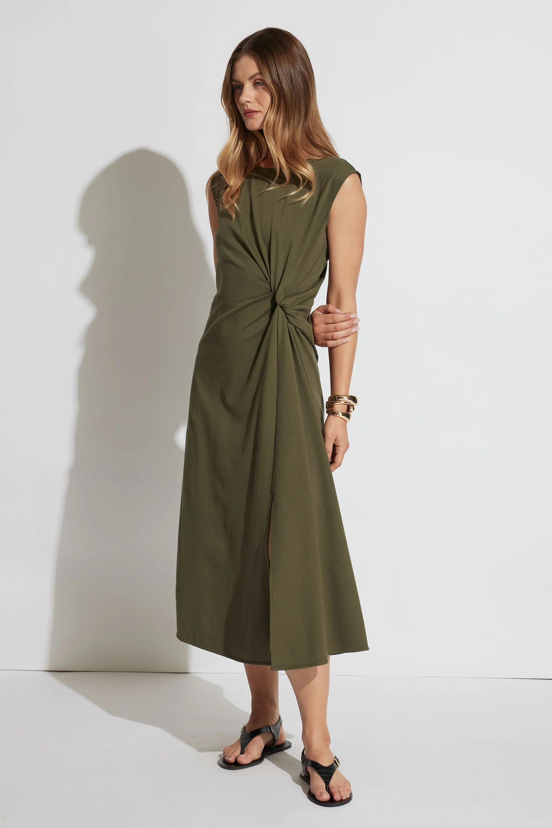 Nolita Knot Midi Dress - Fern Green | DECJUBA | DECJUBA