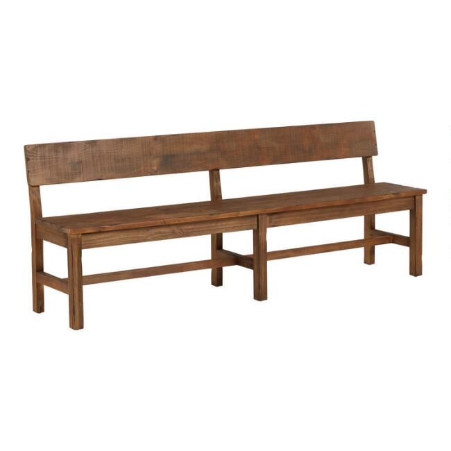 Distressed Brown Wood Gulianna Extra Long Dining Bench | World Market