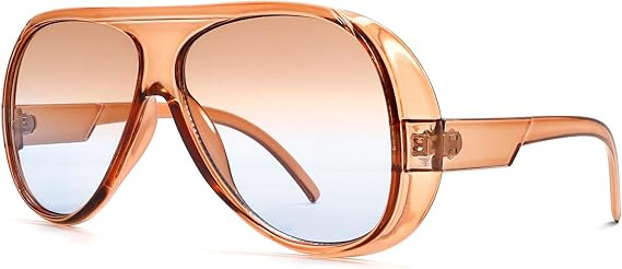 Trendy Aviator Sunglasses for Women Men, Retro 70s Sun Glasses, Oversized glasses UV400 | Amazon (US)
