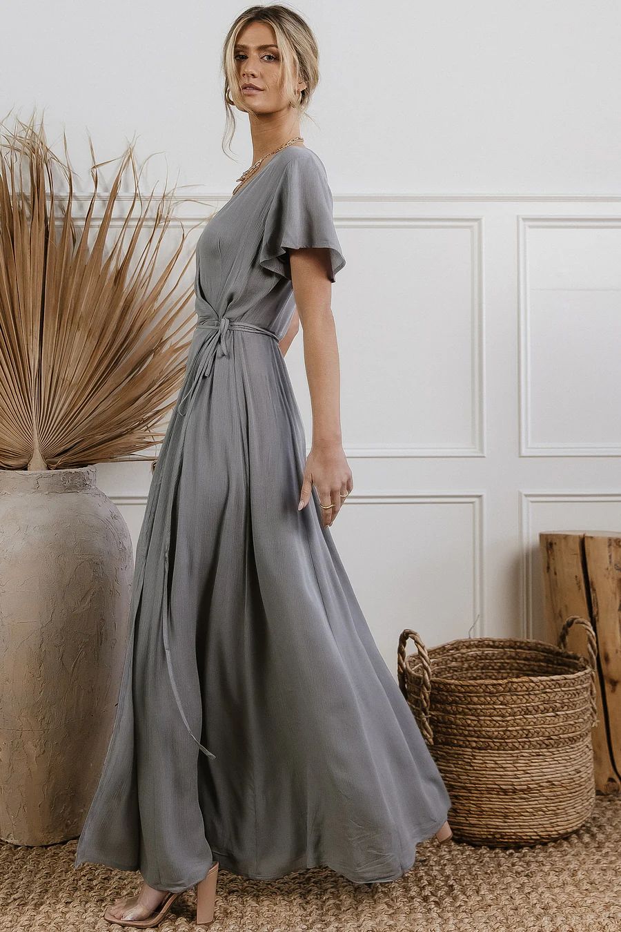 Cecelia Wrap Dress in Slate Blue | Bohme
