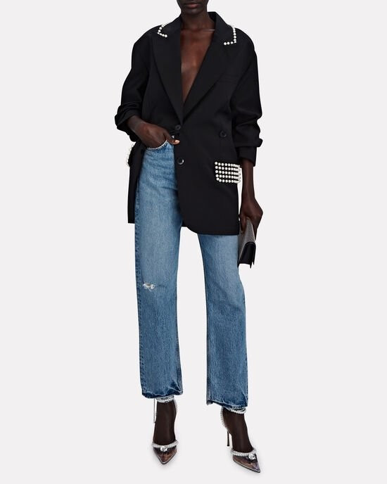 Alexis Pearl-Embellished Wool-Blend Blazer | INTERMIX
