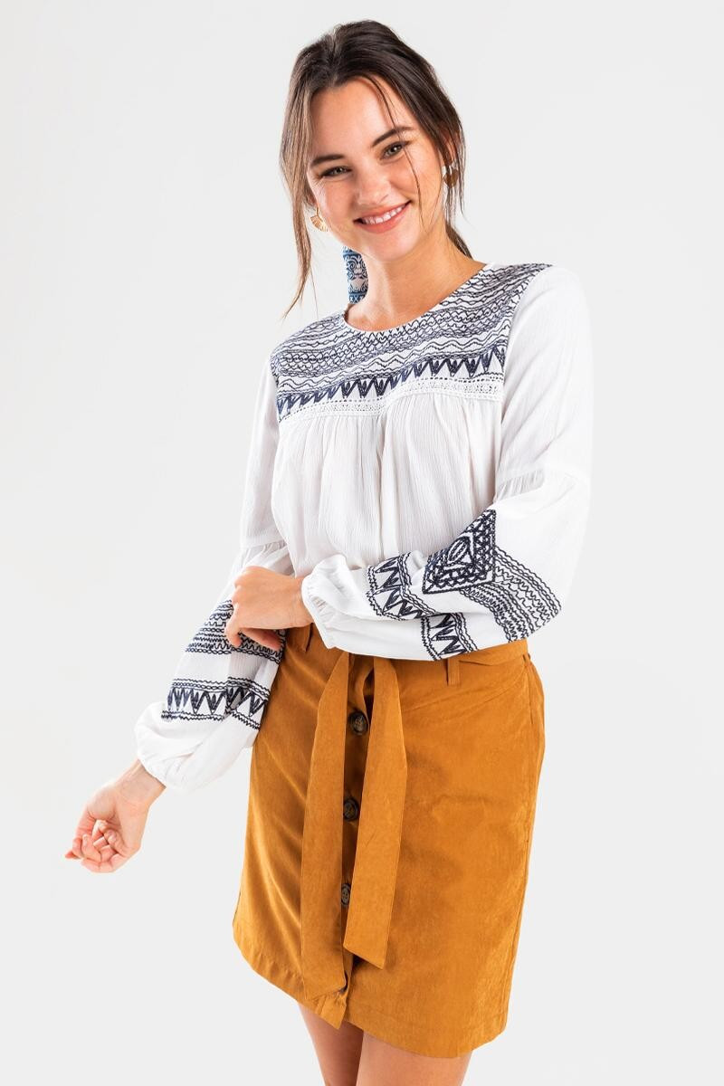 Eli Embroidered Peasant Blouse | Francesca’s Collections