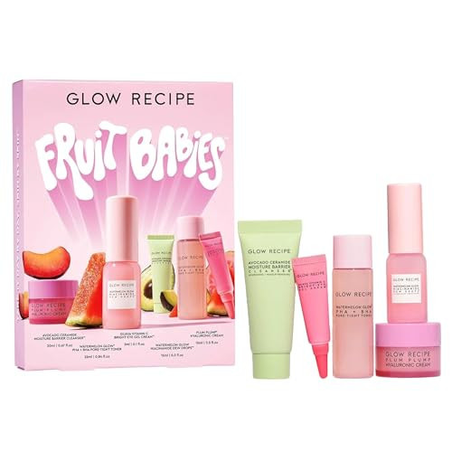 Glow Recipe Fruit Babies Skincare Kit - Gift Set with Ceramide Facial Cleanser + BHA Toner + Vitamin C Eye Cream + Hyaluronic Acid Cream + Niacinamide Dew Drops (5 Count) | Amazon (US)