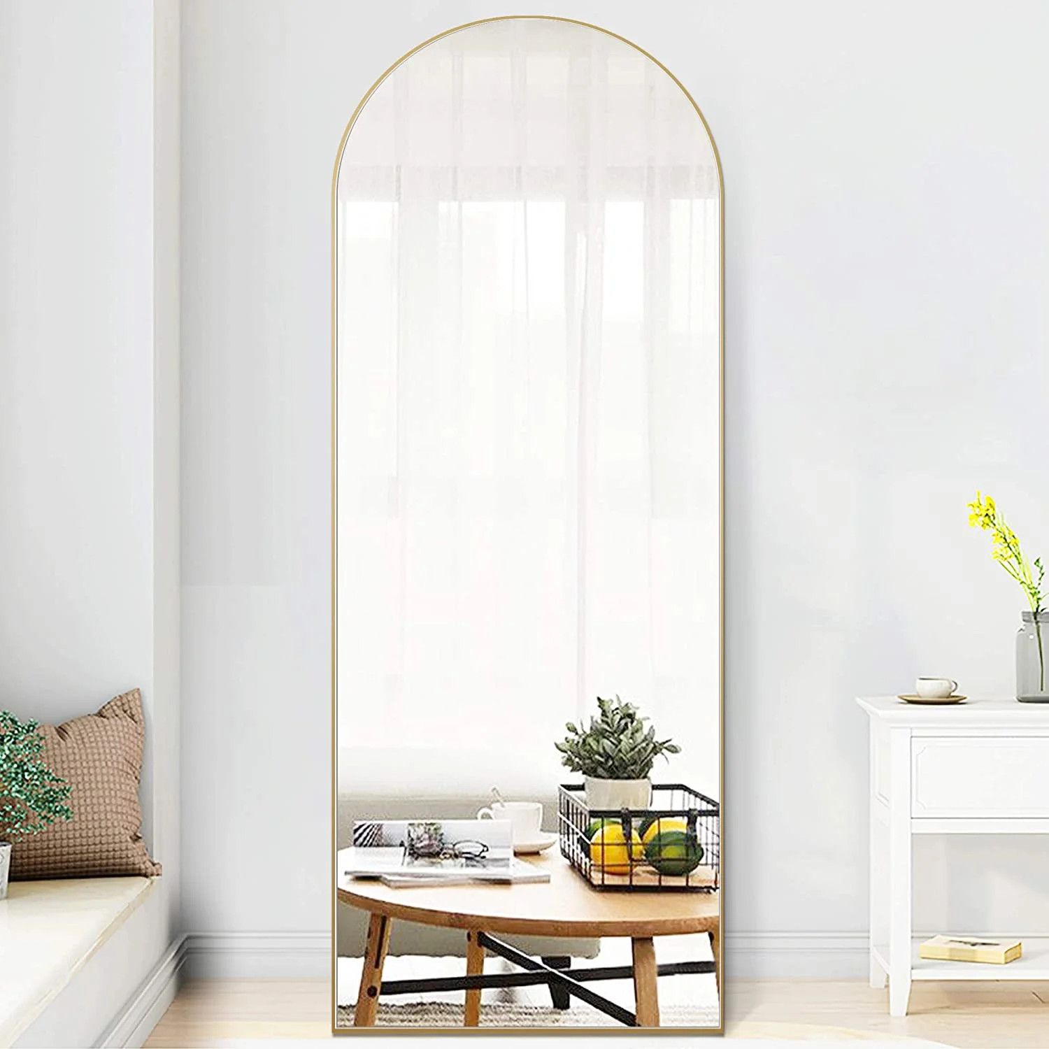 PexFix Arched Floor Mirror Full Length 65 in. x 22 in. Standing Full Body Mirror Wall Mirror - Go... | Walmart (US)