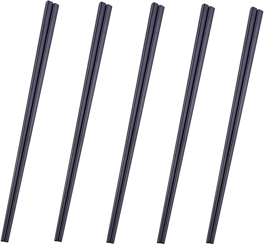 304 Stainless Steel Chopsticks - 5 Pairs Black Reusable Dishwasher Safe Metal Chopsticks - Square... | Amazon (US)