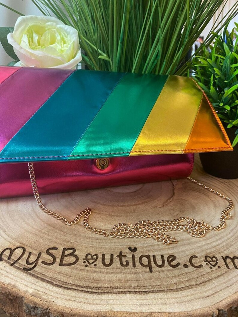 Rainbow Bag - Ladies Clutch - Bags For Pride Festival - Colourful Metallic Clutches - Pretty Hand... | Etsy (US)
