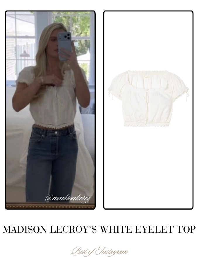 Madison LeCroy's White Eyelet Top 📸= @madisonlecroy 

 