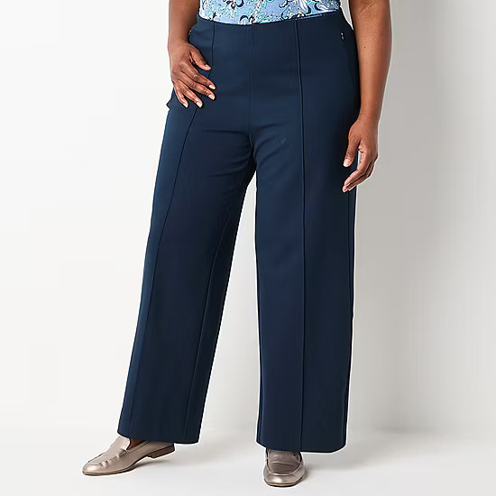 Liz Claiborne Womens Wide Leg Palazzo Pant-Plus, Color: Signature Navy - JCPenney | JCPenney