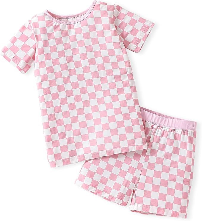 OPAWO Bamboo Pajamas Toddler Boy Clothes Checkered Tee and Shorts 2 Piece Summer Bamboo Baby Paja... | Amazon (US)