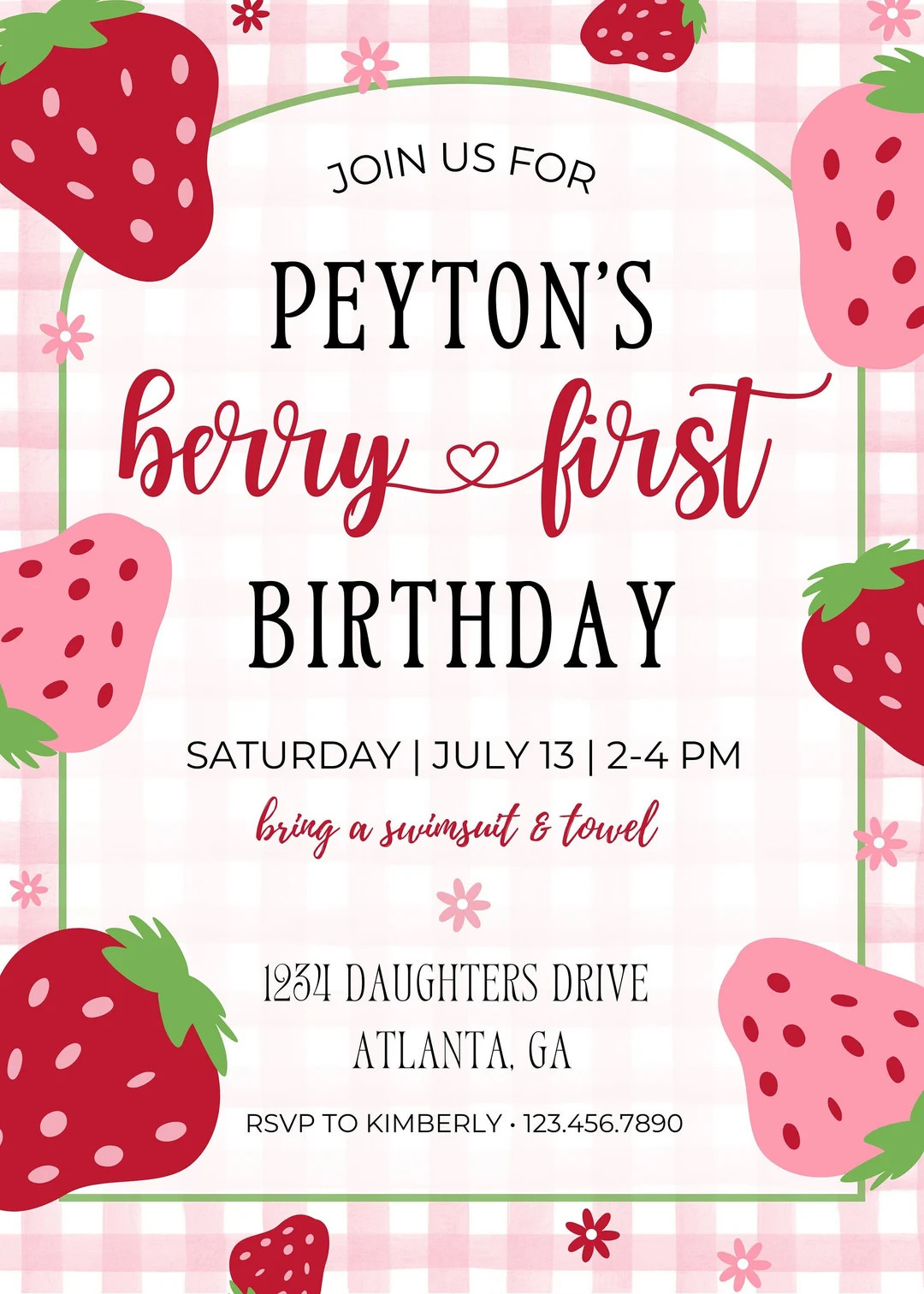 Berry First Birthday Invite File - Etsy | Etsy (US)