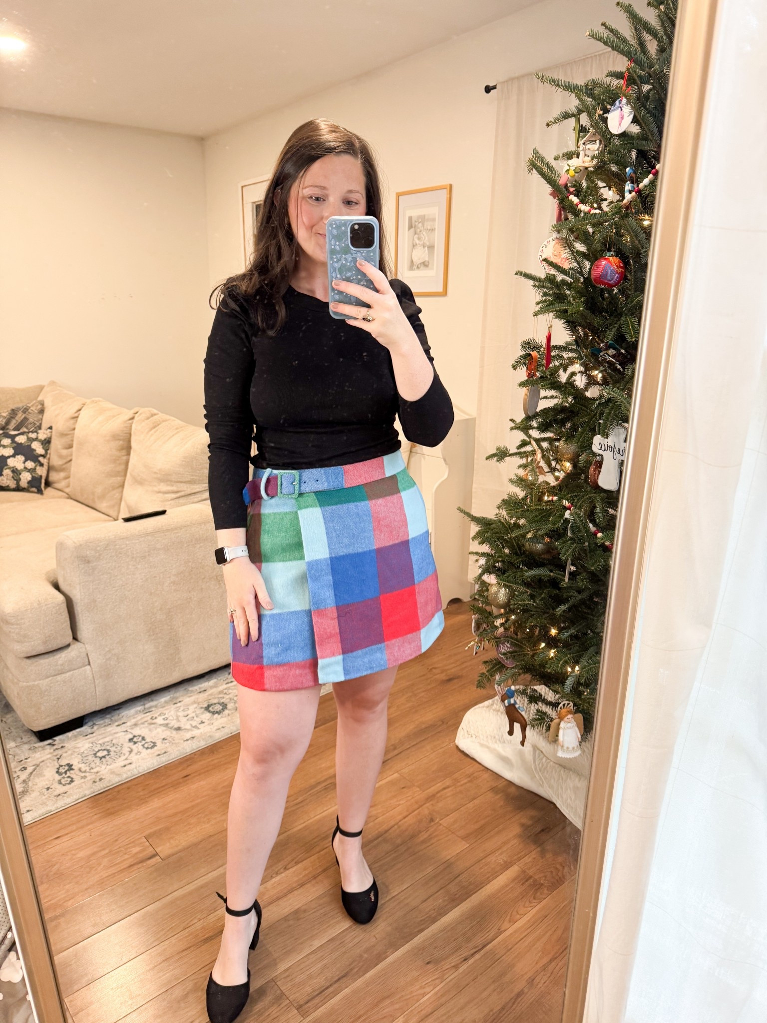 Winter outfit. Plaid skirt. Mini skirt. Walmart outfits 
