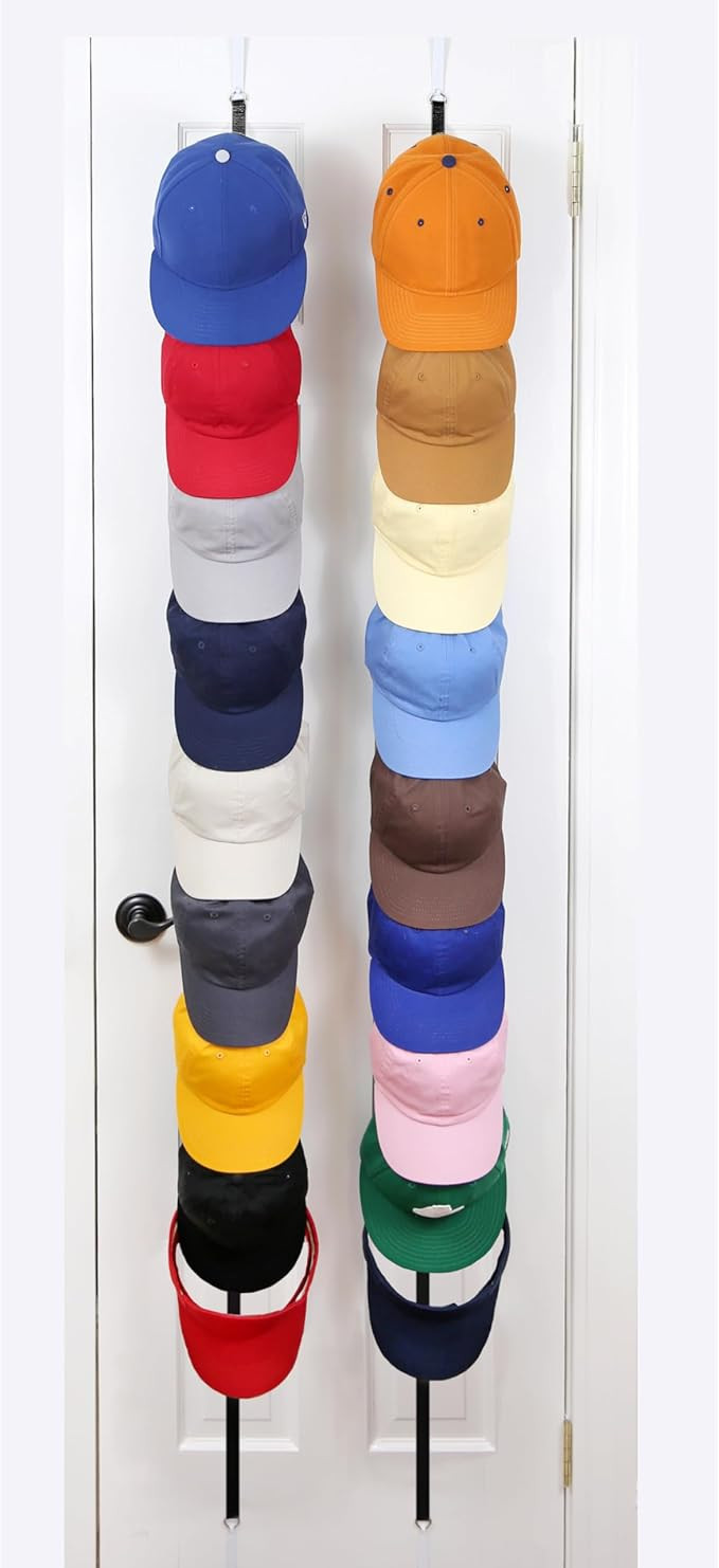 Perfect Curve CapRack | Over-The-Door Hat Organizer for Baseball Caps | 2 Straps, Holds 18-36 Adj... | Amazon (US)