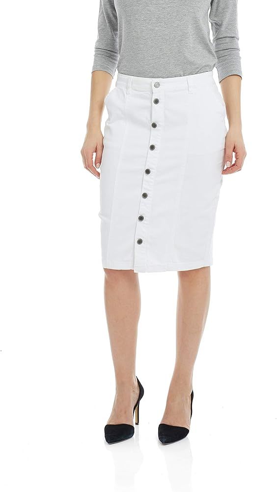 ESTEEZ Women's Denim Pencil Skirt - Button Down Midi Jean Skirt - Knee Length | Amazon (US)