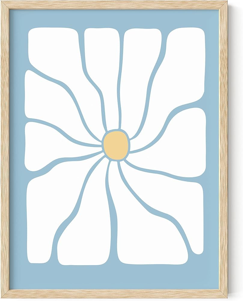 HAUS AND HUES Daisy Artwork Danish Pastel Decor - Floral Wall Art, Flower Posters and Prints, Blu... | Amazon (US)