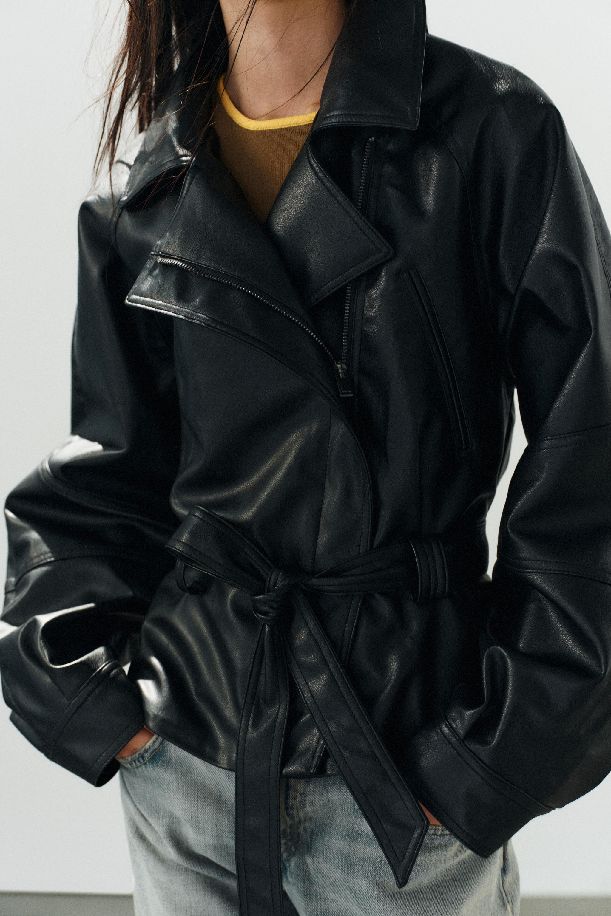 FAUX LEATHER BELTED JACKET | Zara Canada