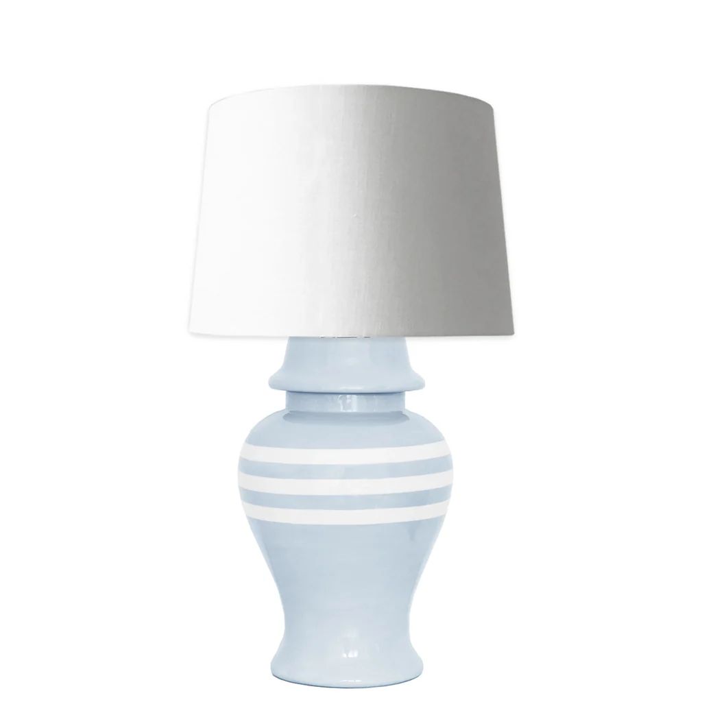 Hydrangea Light Blue Striped Ginger Jar Lamp | Lo Home by Lauren Haskell Designs