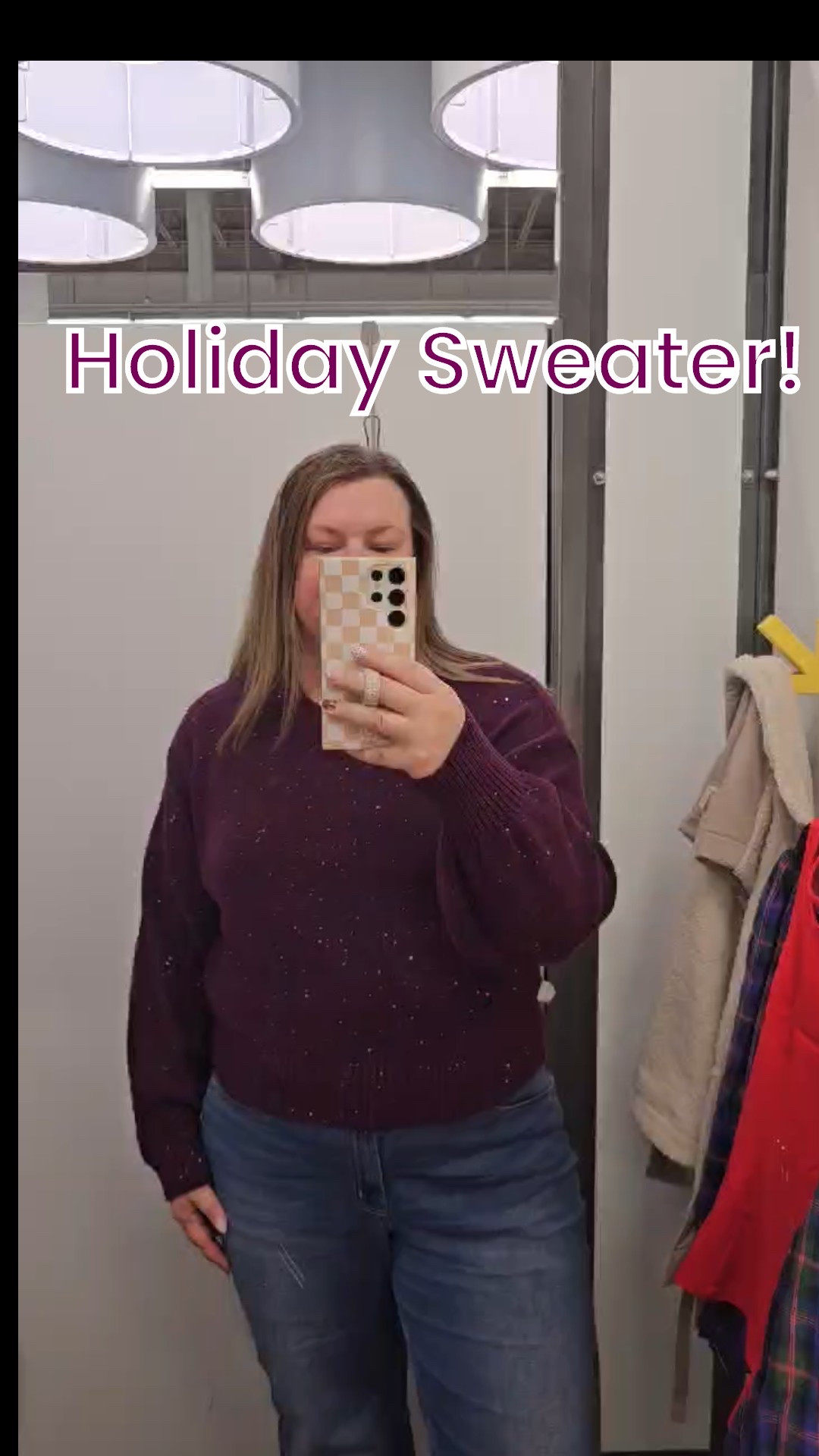 Wearing an XL in this sparkly sweater. It comes in multiple colors but I loved this darker plum color  

#LTKGiftGuide #LTKHoliday #LTKOver40