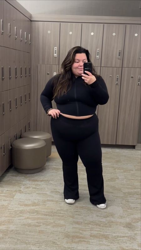 Day in the life 
Wearing Tala to workout size 2X in the jacket and size 3X in the flare leg pants 
My varsity jacket is from Stitch fix (3X) and my wide leg pants are from ELOQUII size 20. 

#LTKplussize #LTKfitness #LTKmidsize