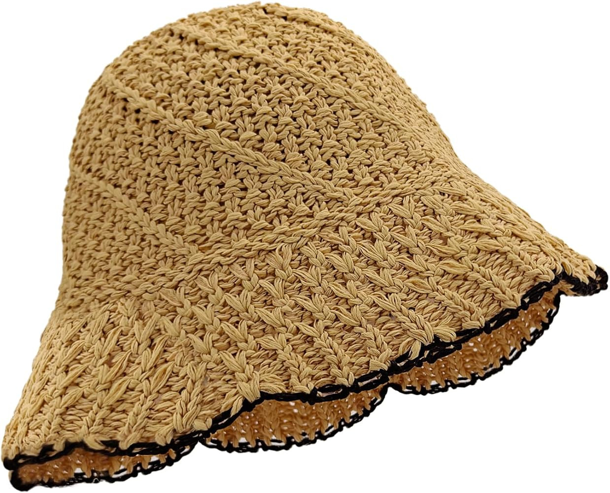 Women's Bucket Hat, Foldable Packable Straw Hat Fashion Sun Hat Breathable Summer Beach Hat for T... | Amazon (US)