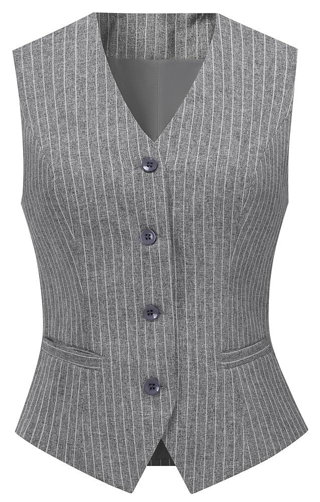Foucome Women's Formal Regular Fitted Business Dress Suits Button Down Vest Waistcoat | Amazon (US)