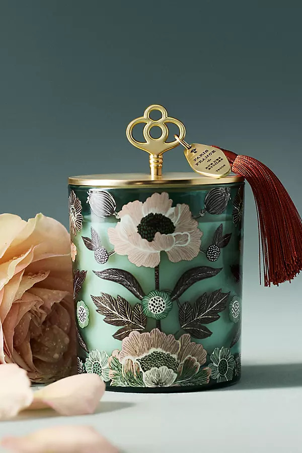 Amelie Woody Teakwood & Rose Lidded Glass Candle | Anthropologie (US)