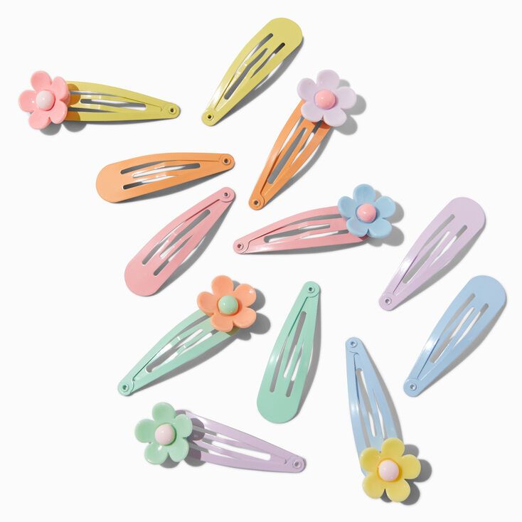 Pastel Daisy Snap Hair Clips - 12 Pack | Claire's (UK)