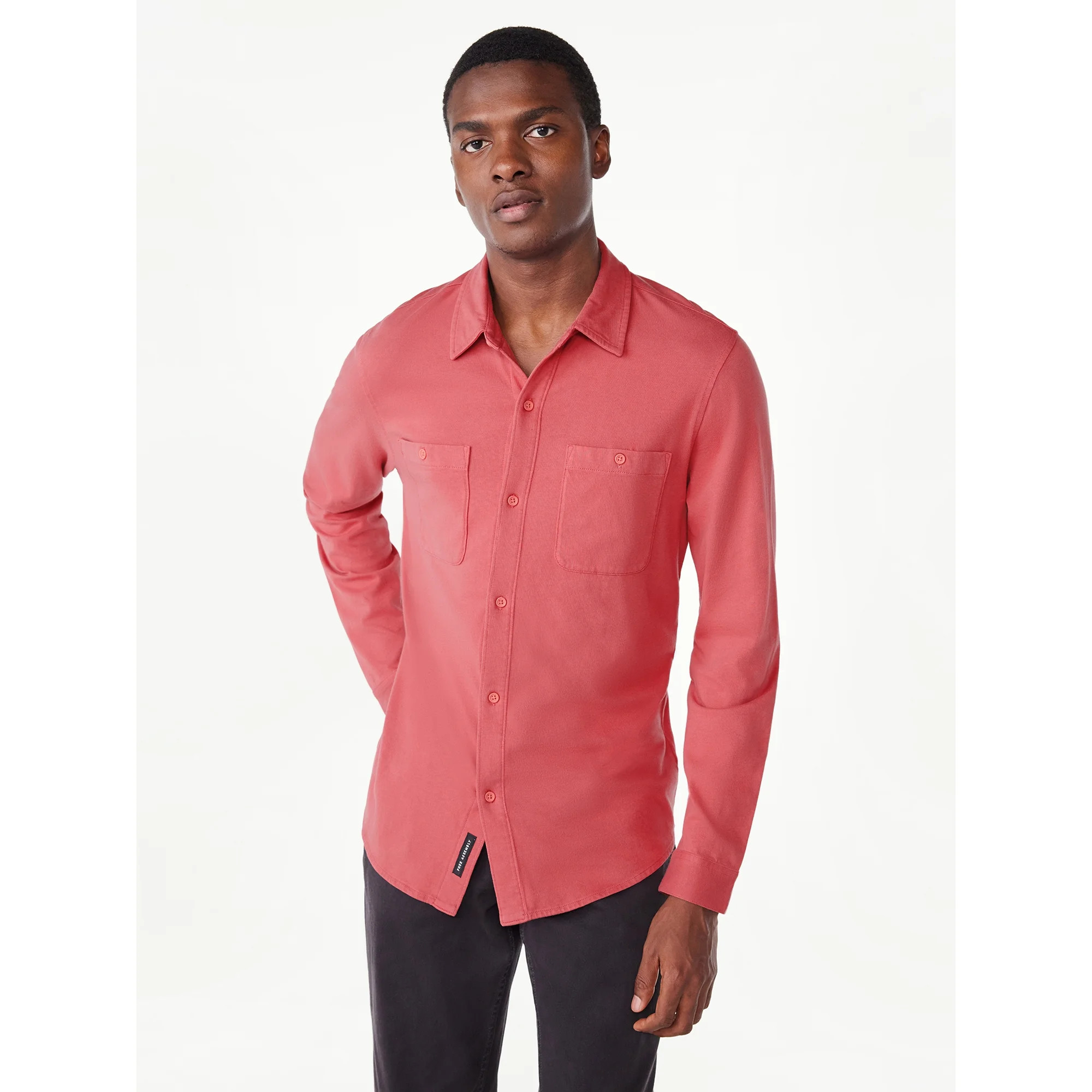 Free Assembly Men's Garment Dyed Button Down Shirt with Long Sleeves, Sizes XS-3XL | Walmart (US)
