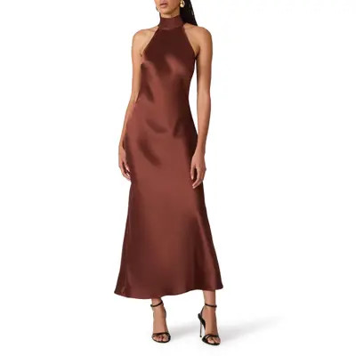 Steve Madden Lara Satin Bias Cut Maxi Dress in Deep Teal at Nordstrom, Size Large | Nordstrom
