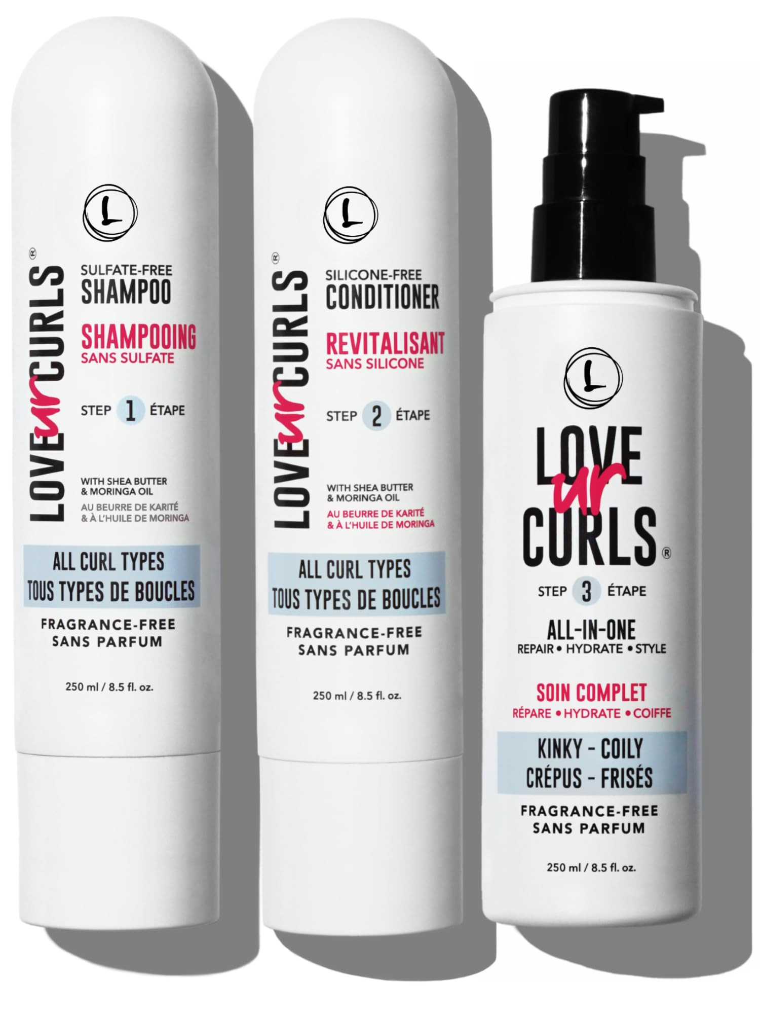 Love Ur Curls Fragrance Free Shampoo & Conditioner Set with All in One Curl Cream Styler for Kink... | Amazon (US)