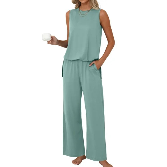 Hero image 0 of MINTREUS Lounge Sets for Women Knit Loose Tank Top Wide Leg Pants Soft Comfy Paja... | Walmart (US)