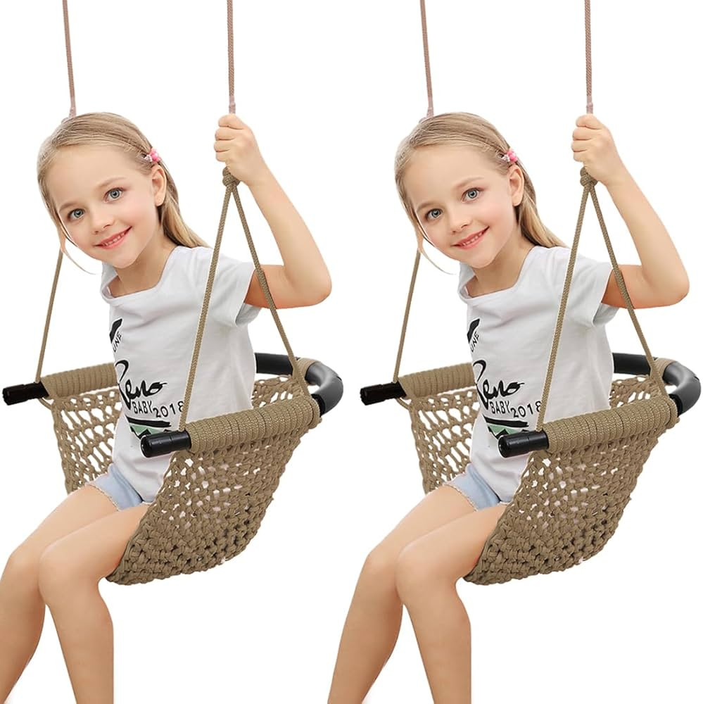 Hand-Knitting Toddler Swing, Swing Seat for Kids with Adjustable Ropes, Little tikes Swings Set, ... | Amazon (US)