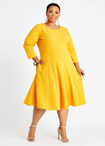 Pique Paneled A Line Dress | Ashley Stewart