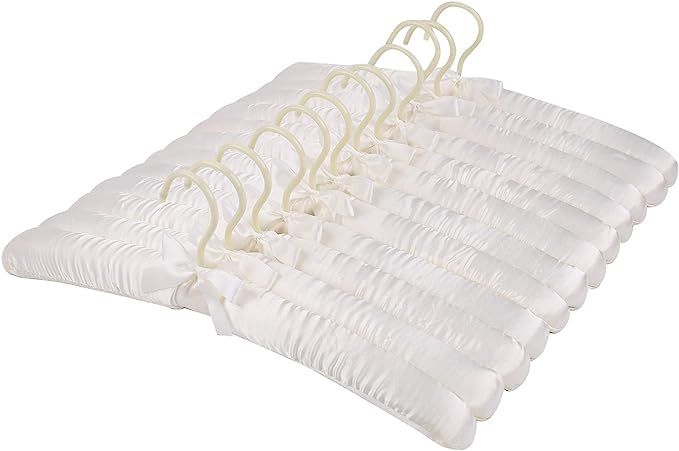 Tosnail 12 Pack Satin Padded Hangers Foam Padded Hangers Dress Hangers - Ivory | Amazon (US)